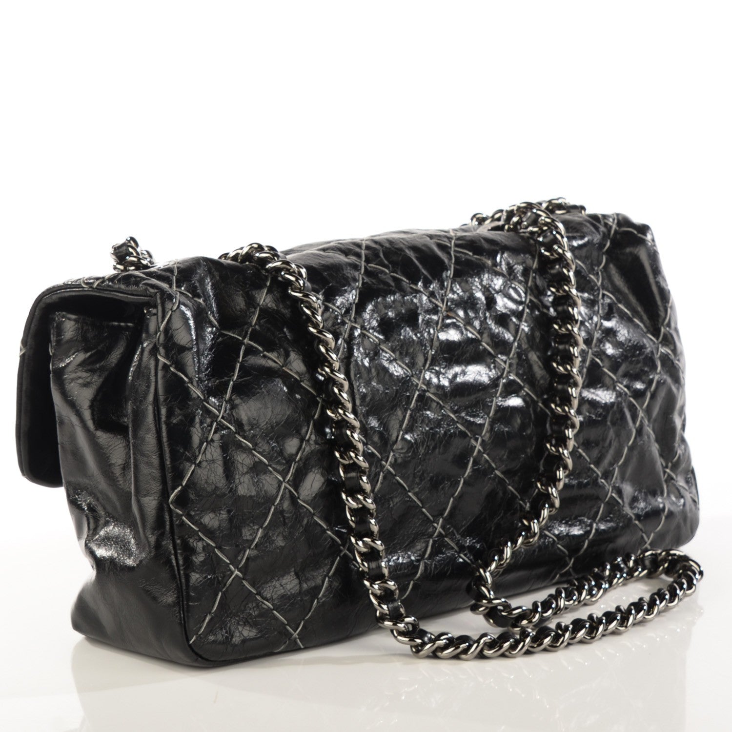 Chanel Glazed Goatskin Double Stitch Flap Black 3 of 7