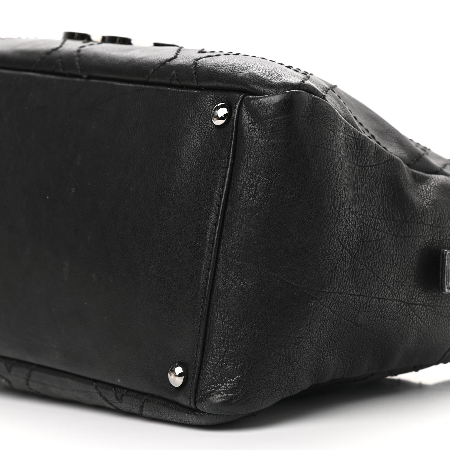 Calfskin Small Diamond Stitch Tote Black