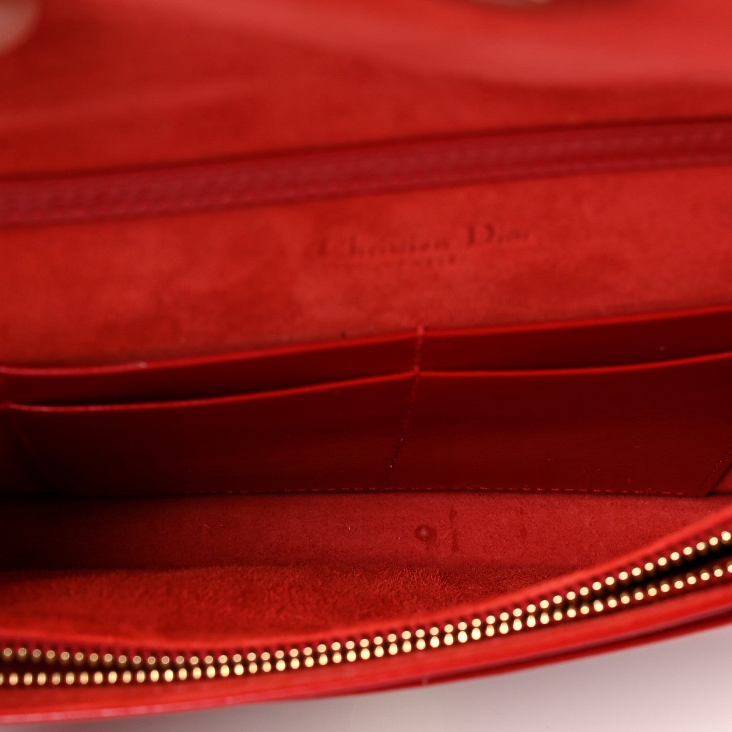 Christian Dior Crinkled Calfskin Diorama Wallet on Chain Pouch Red 4 of 8
