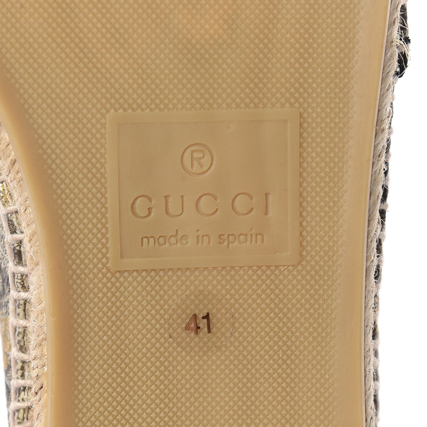 GG Supreme Monogram Bees Espadrille Flats 41 Beige Ebony Oro Black