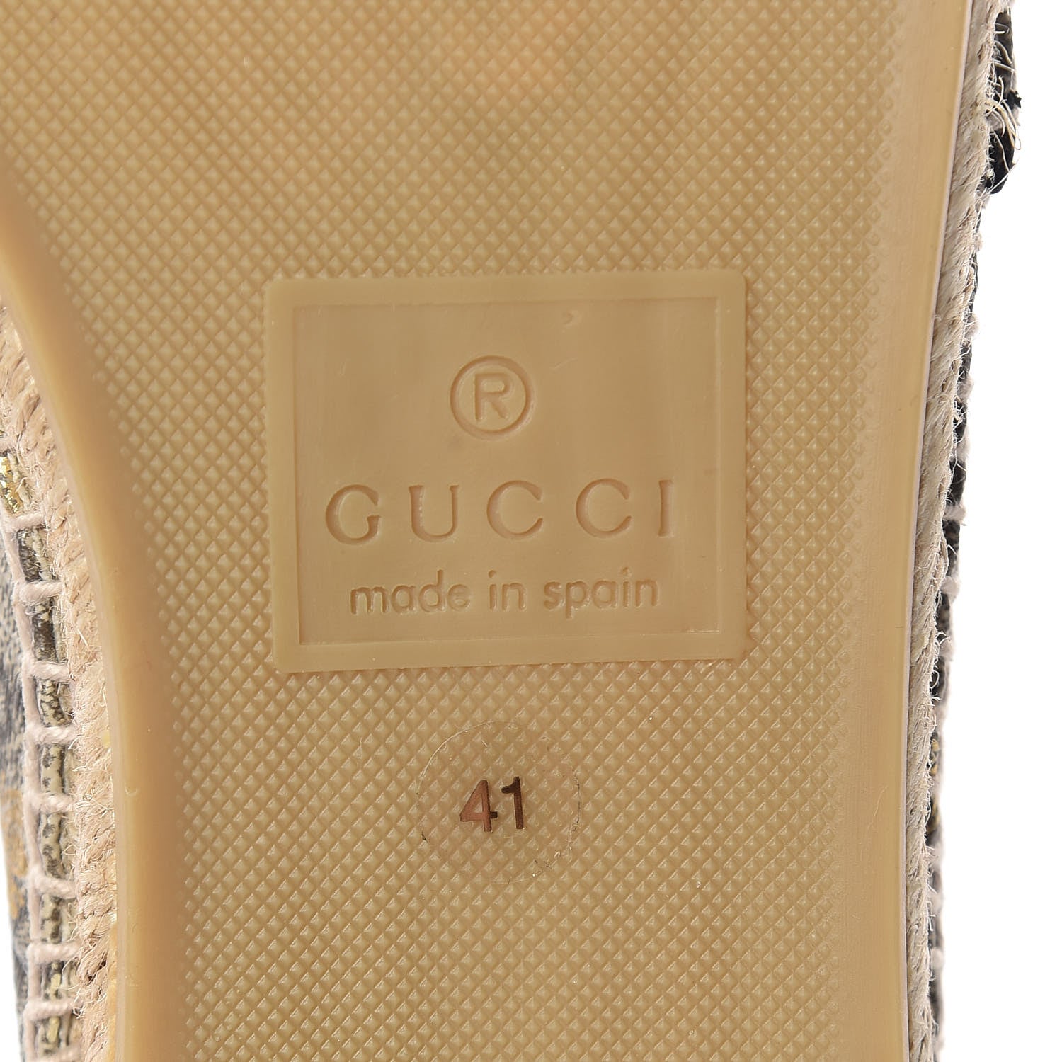 Gucci GG Supreme Monogram Bees Espadrille Flats 41 Beige Ebony Oro Black 8 of 10
