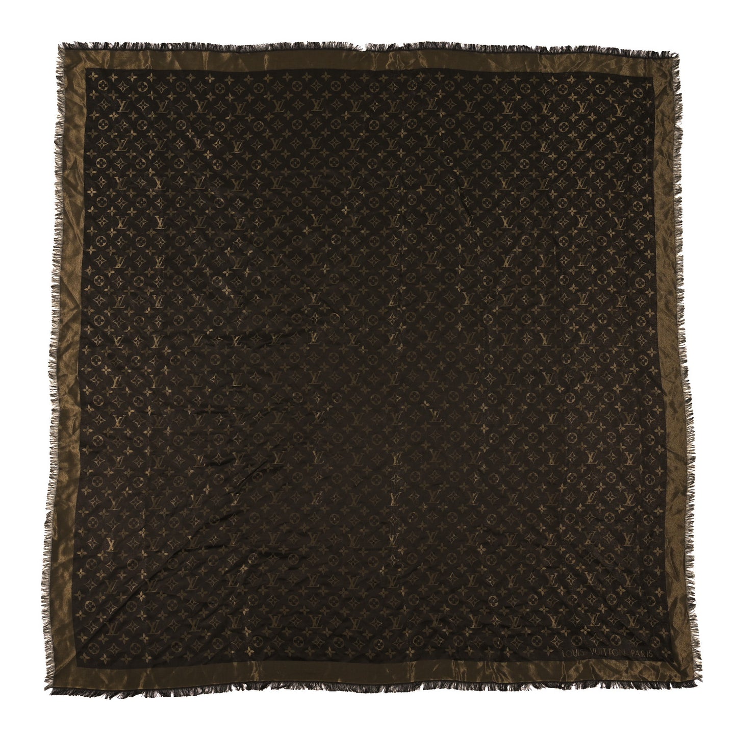 Silk Lurex Wool Monogram Shine Shawl Marron