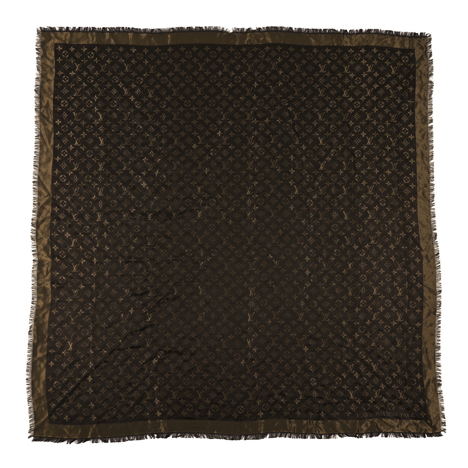 Louis Vuitton Silk Lurex Wool Monogram Shine Shawl Marron 1 of 3
