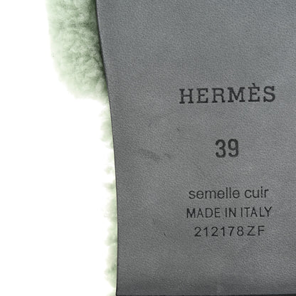 Hermes Woolskin Oran Sandals 39 Vert D’eau 8 of 10