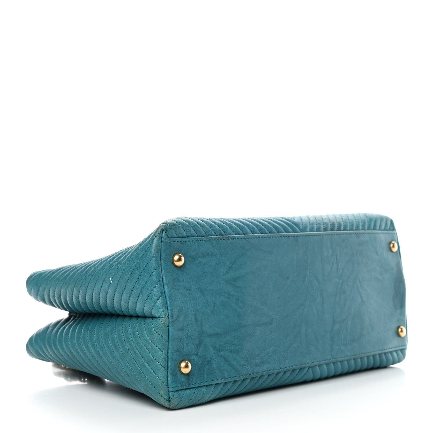 Chanel Wrinkled Lambskin Chevron Quilted Surpique Tote Green 3 of 6