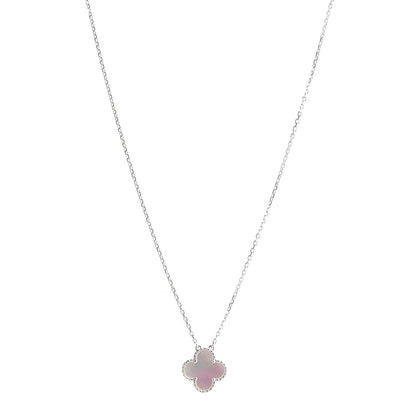 Van Cleef & Arpels 18K White Gold Mother of Pearl Vintage Alhambra Pendant Necklace 1 of 6