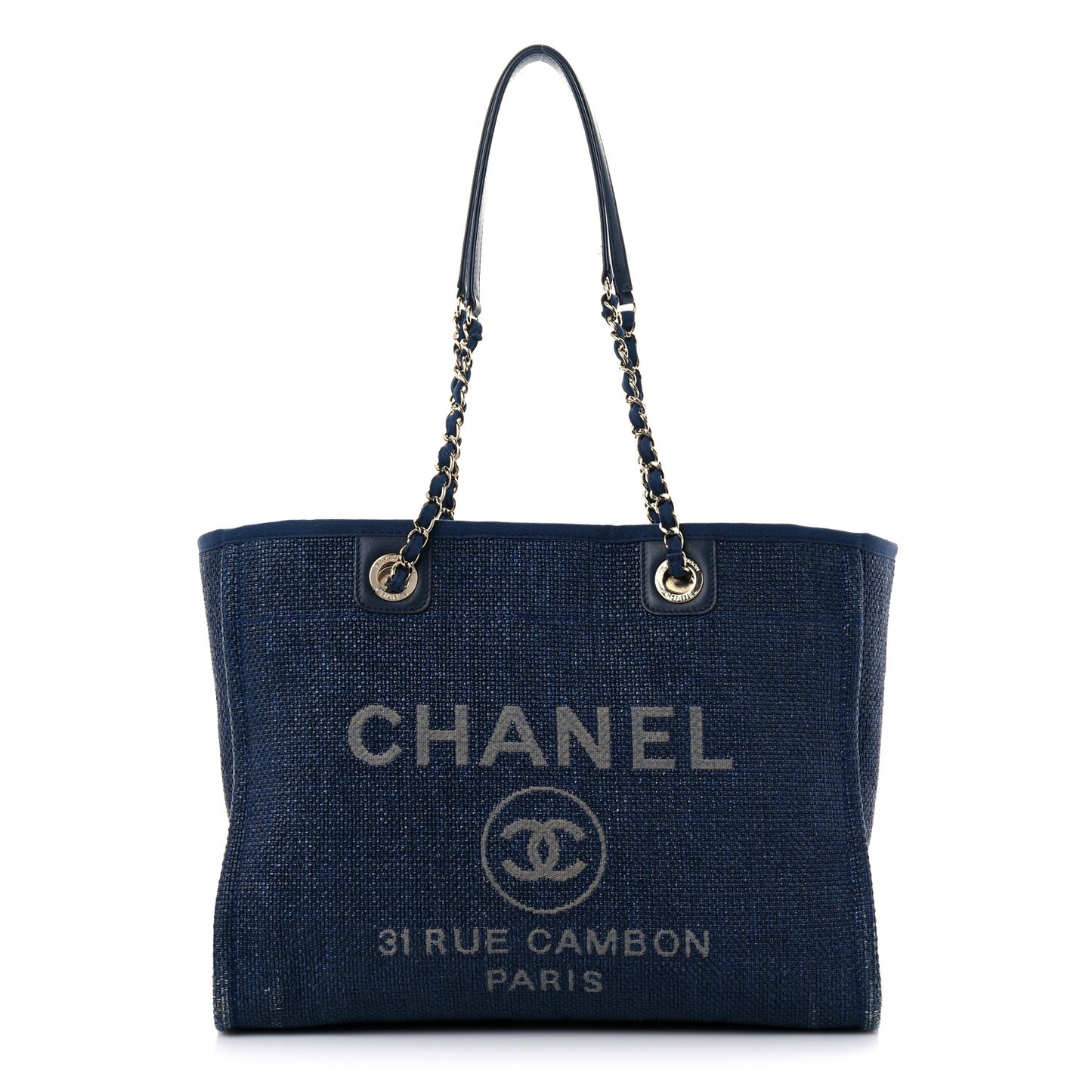 Woven Straw Raffia Small Deauville Tote Blue