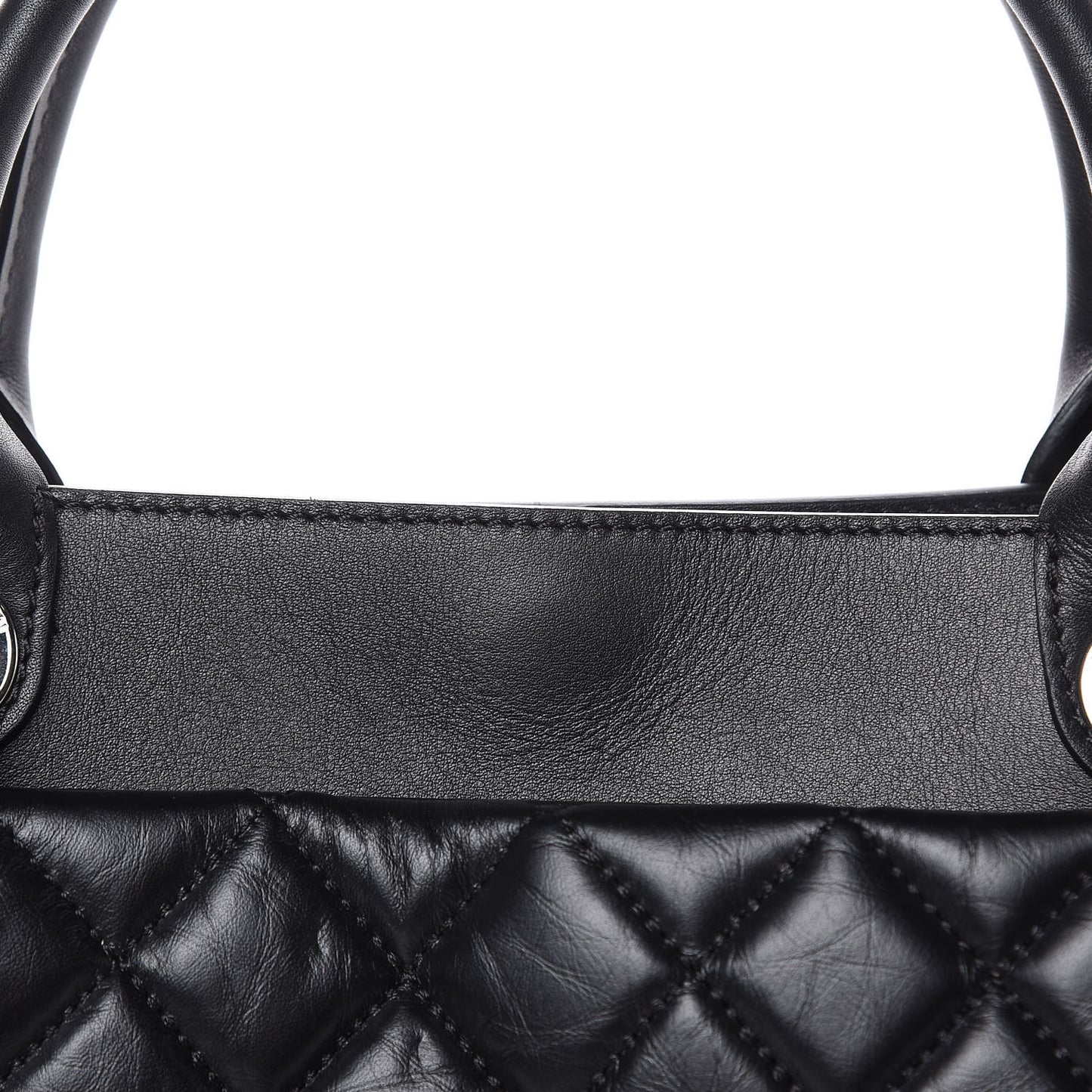 Aged Calfskin Quilted Be CC Tote Black