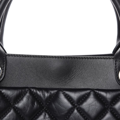 Chanel Aged Calfskin Quilted Be CC Tote Black 12 of 13