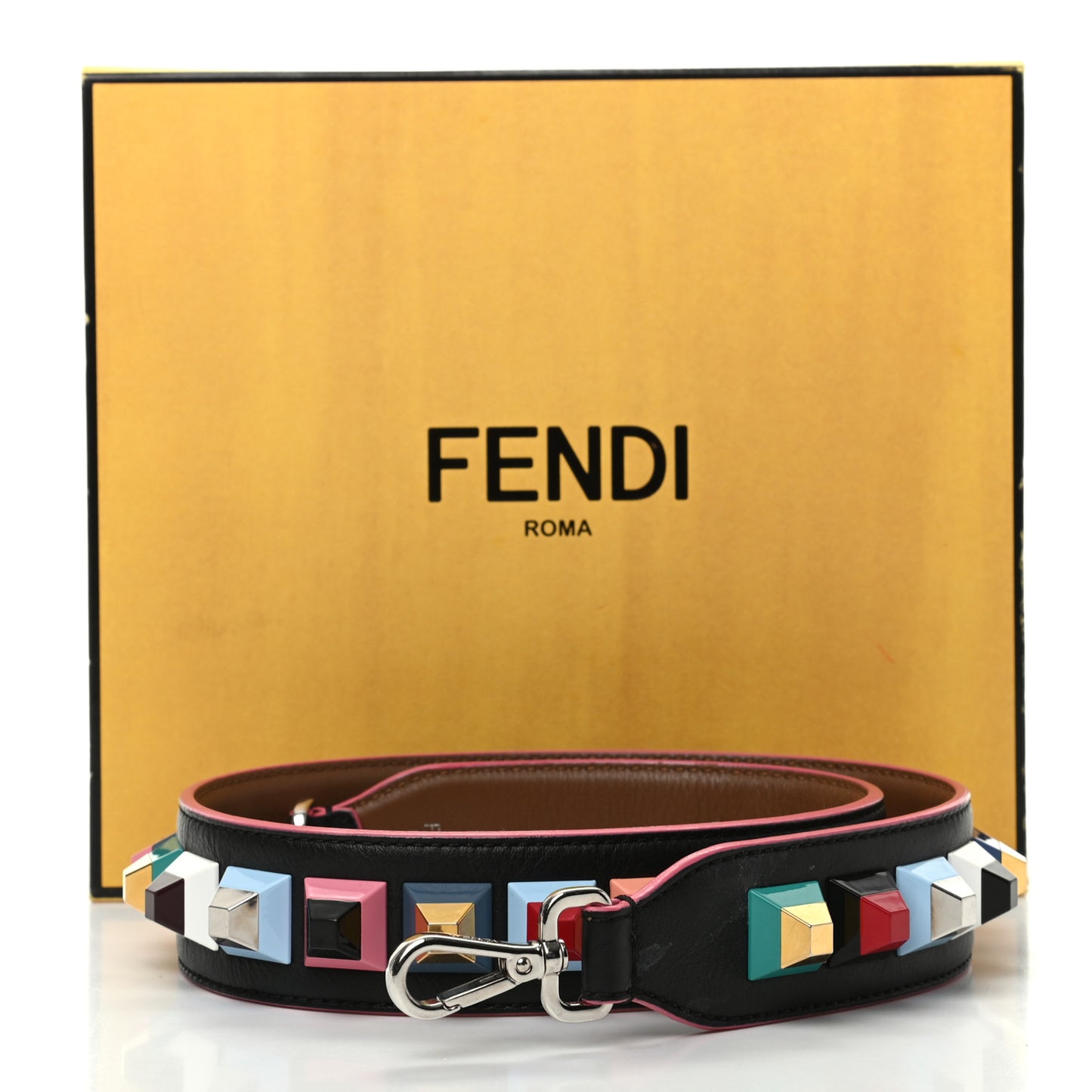 Vitello Dolce Plexiglass Bi-Color Studded Strap You Black Brownie Multicolor