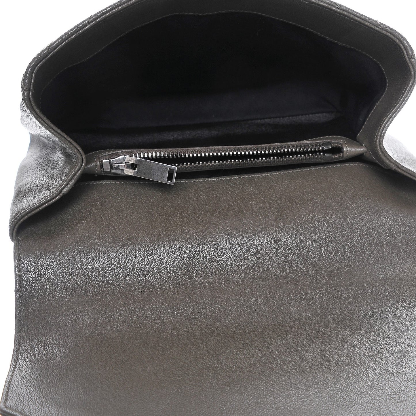 Sheepskin Matelasse Chevron Monogram Medium College Bag Dark Anthracite