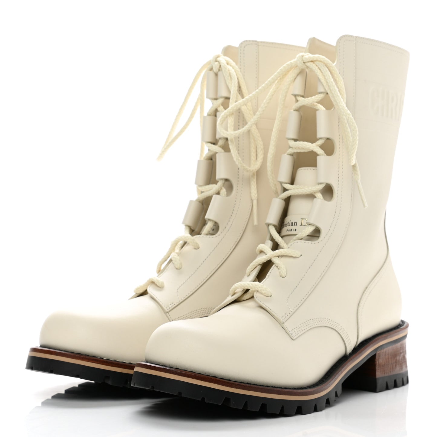 Calfskin Dior Quest 35mm Hiking Boots 39.5 Off White