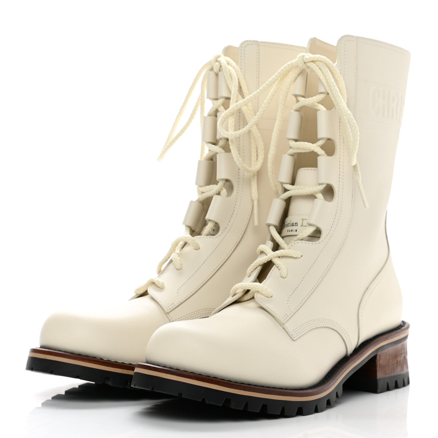 Christian Dior Calfskin Dior Quest 35mm Hiking Boots 39.5 Off White 3 of 8