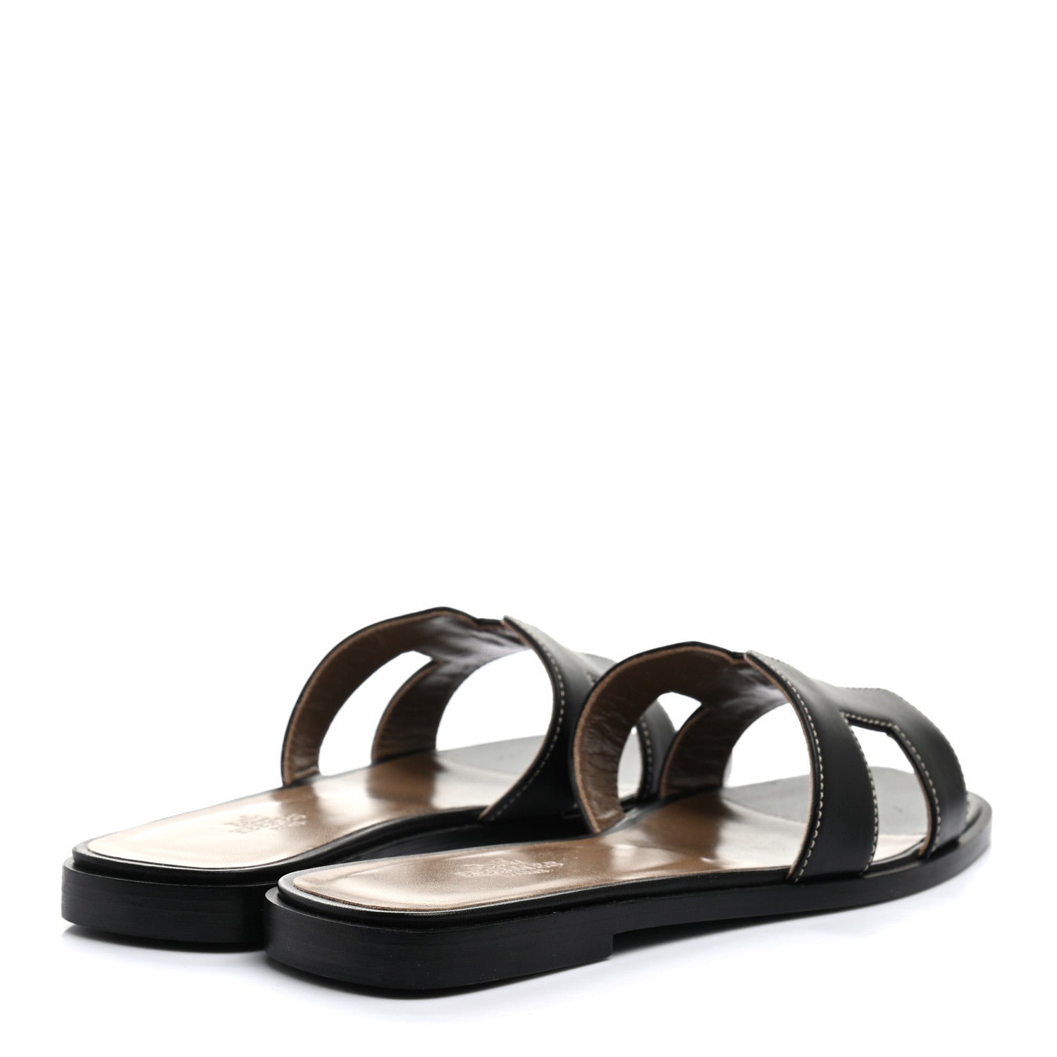 Hermes Box Calfskin Oran Sandals 36.5 Black 4 of 10
