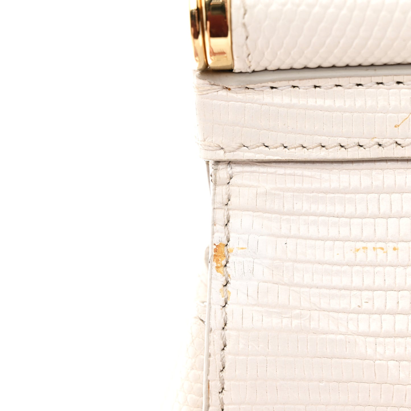 Iguana Calfskin Embossed Medium Miss Sicily Satchel White