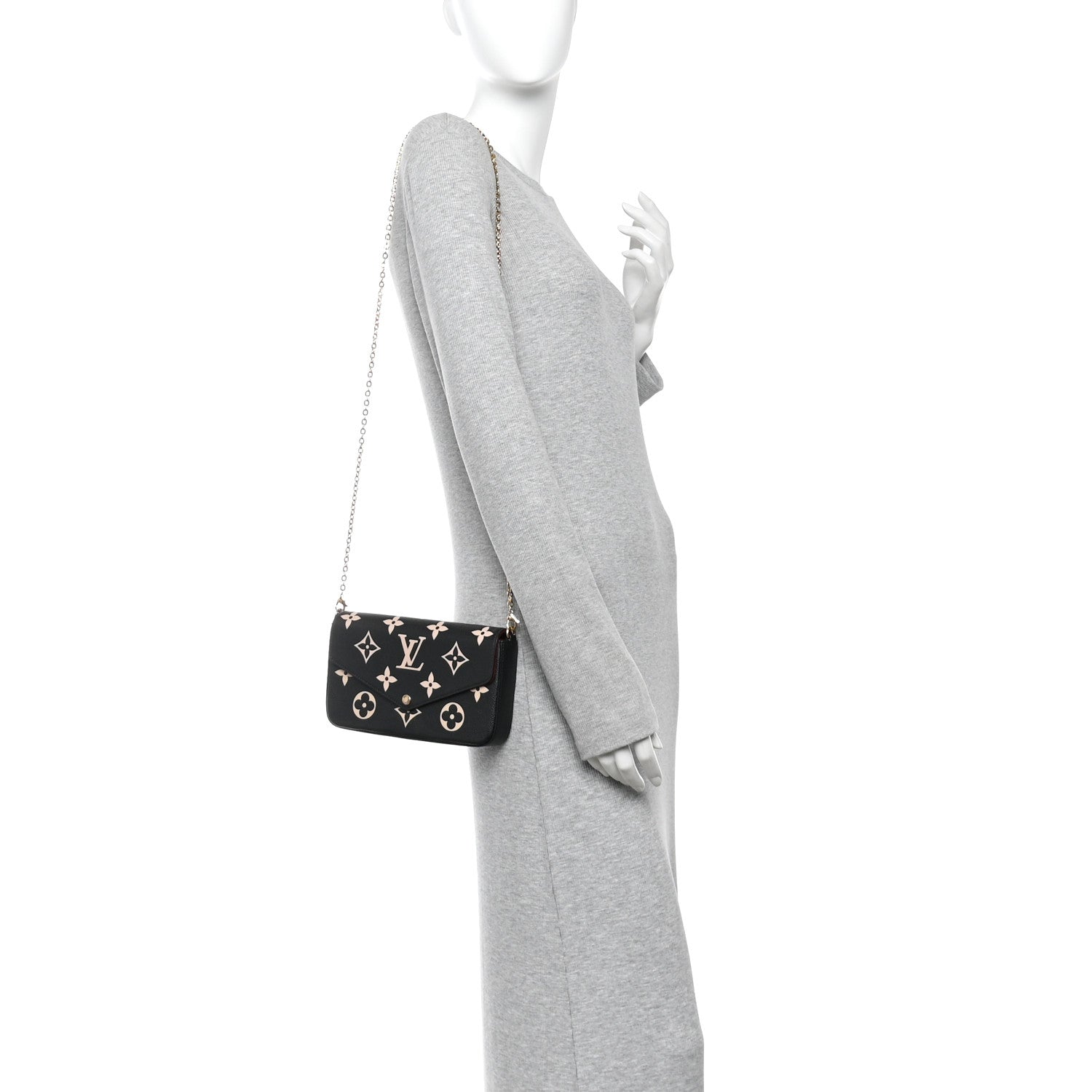 Louis Vuitton Empreinte Monogram Giant Felicie Pochette Black Beige 2 of 11