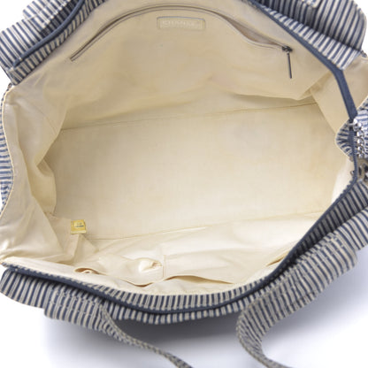 Chanel Canvas Sequin Stripe CC Tote Blue 5 of 14