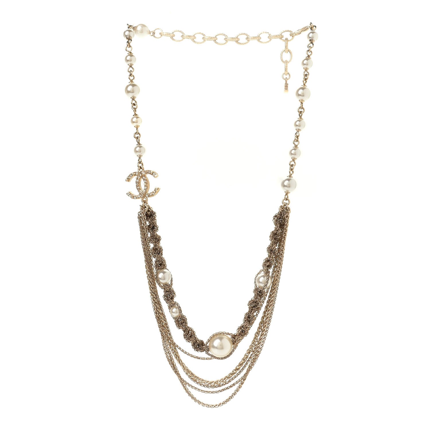 Chanel Pearl Multi Strand CC Caged Short Necklace Gold 2 of 4