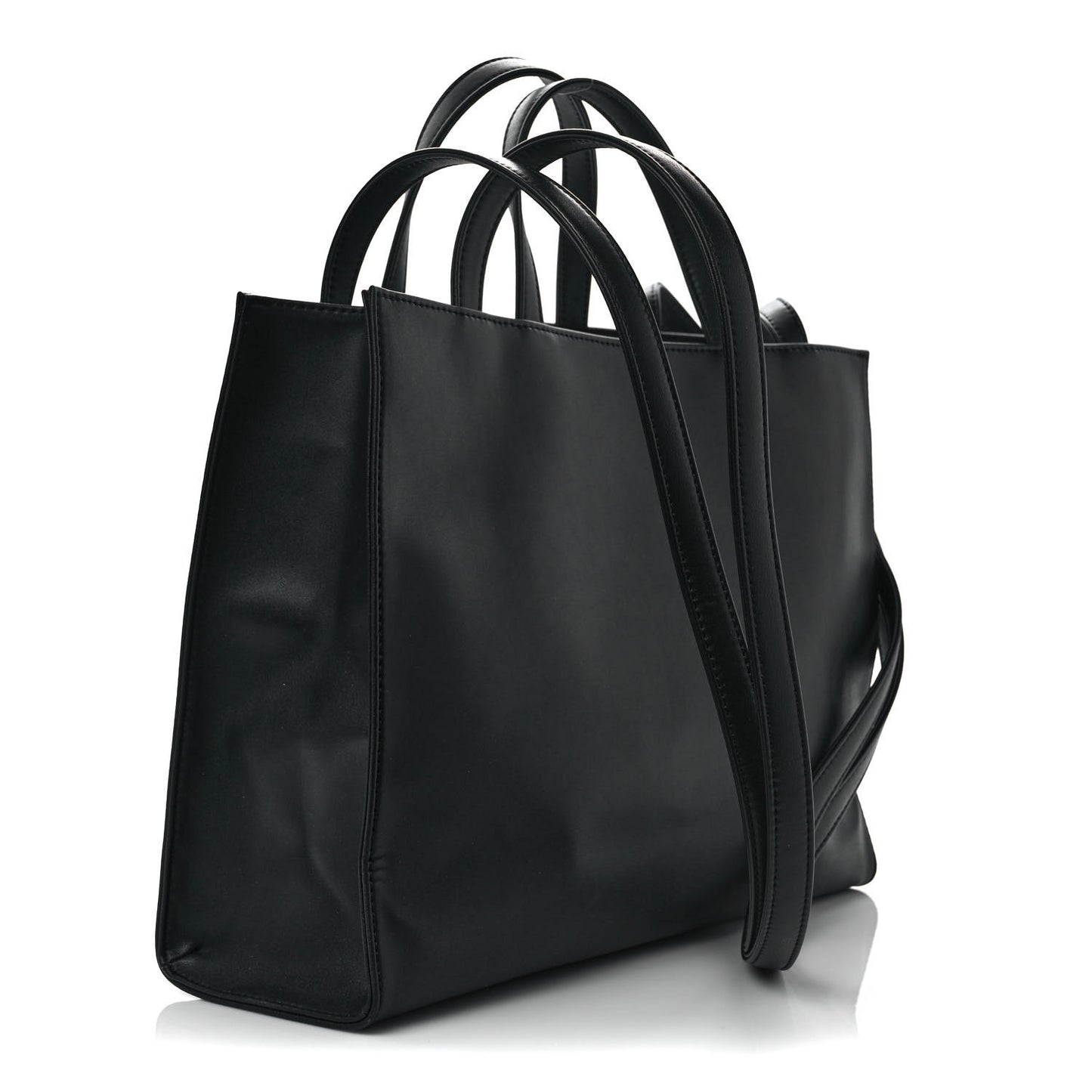 Vegan Leather Medium Shopping Bag Black