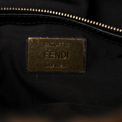 Fendi Shearling Vitello Dolce Macro FF 1974 Baguette Tobacco Black 6 of 10