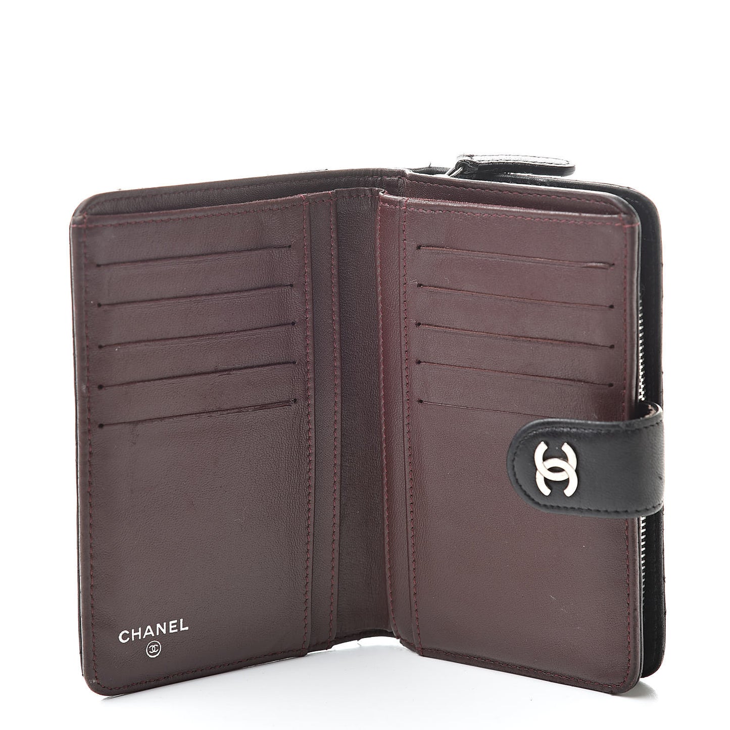 Lambskin Quilted Zipped Pocket Wallet Black