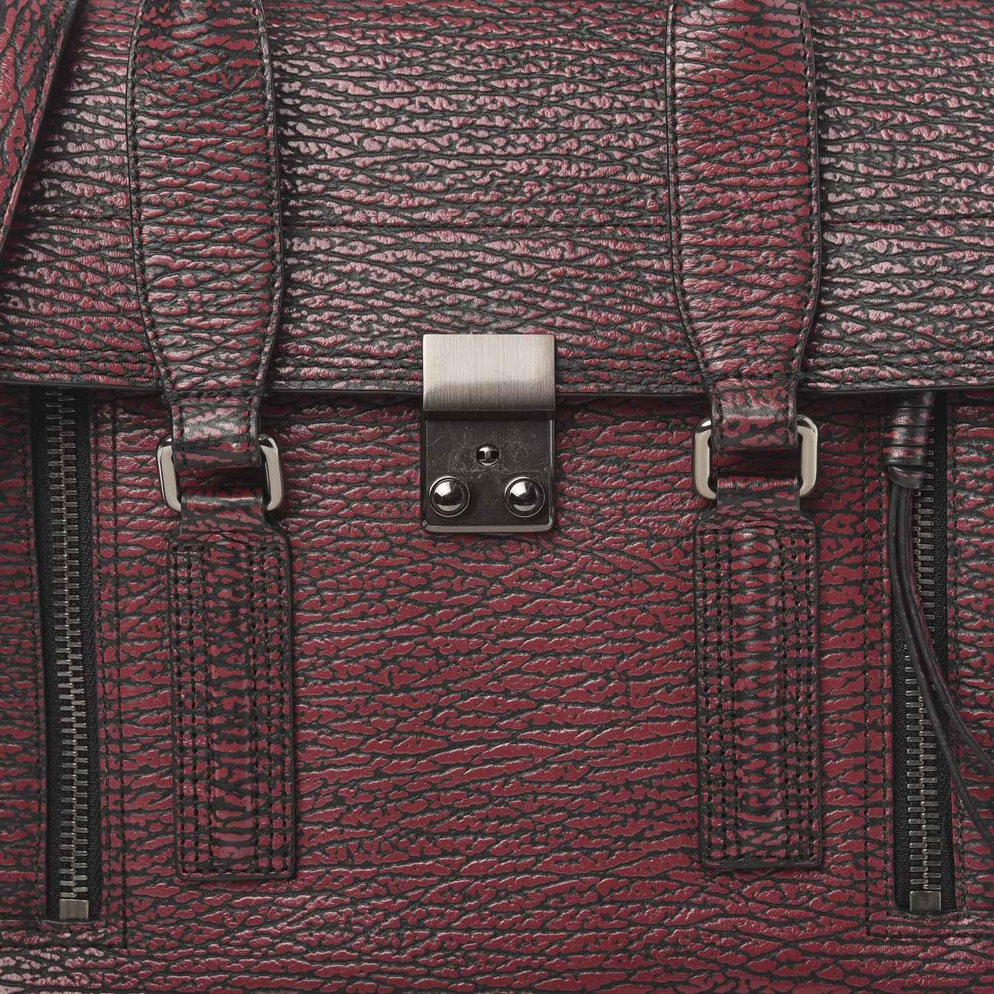 3.1 Textured Calfskin Medium Pashli Satchel Black Red