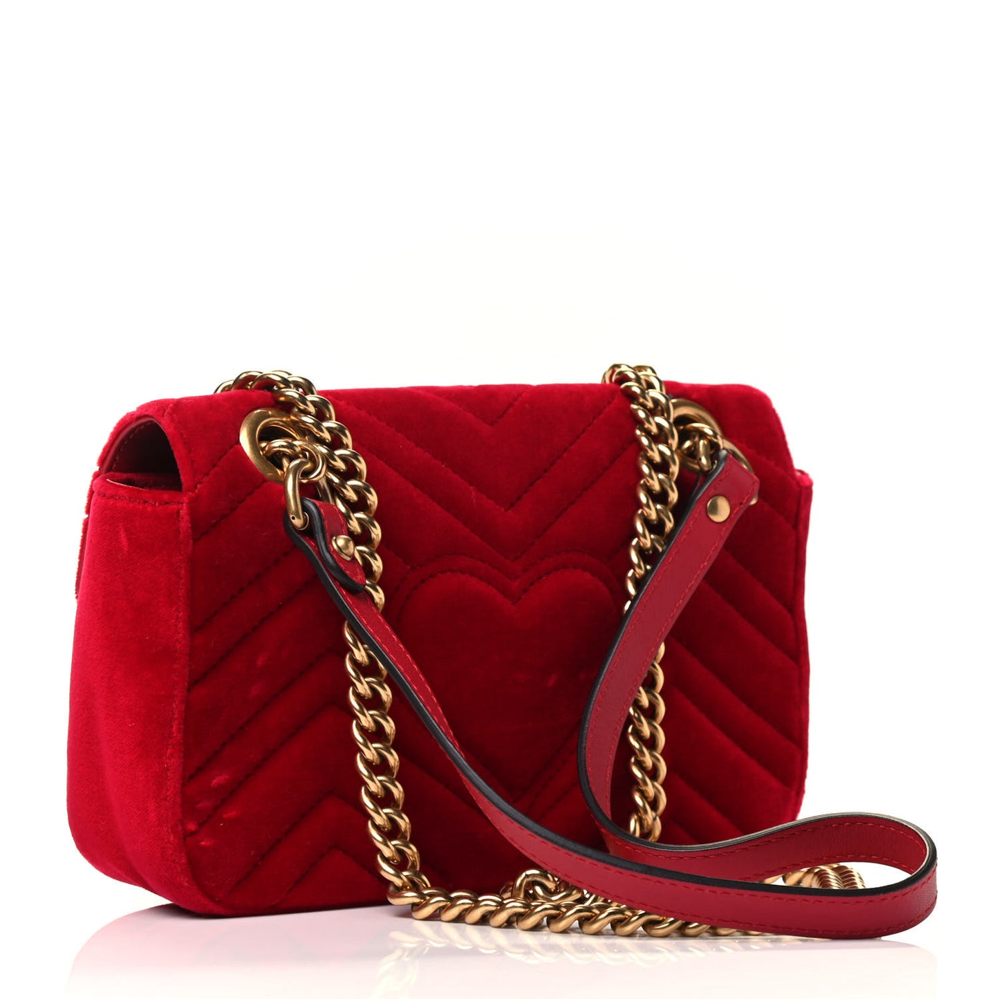 Velvet Matelasse Mini GG Marmont Shoulder Bag Hibiscus Red