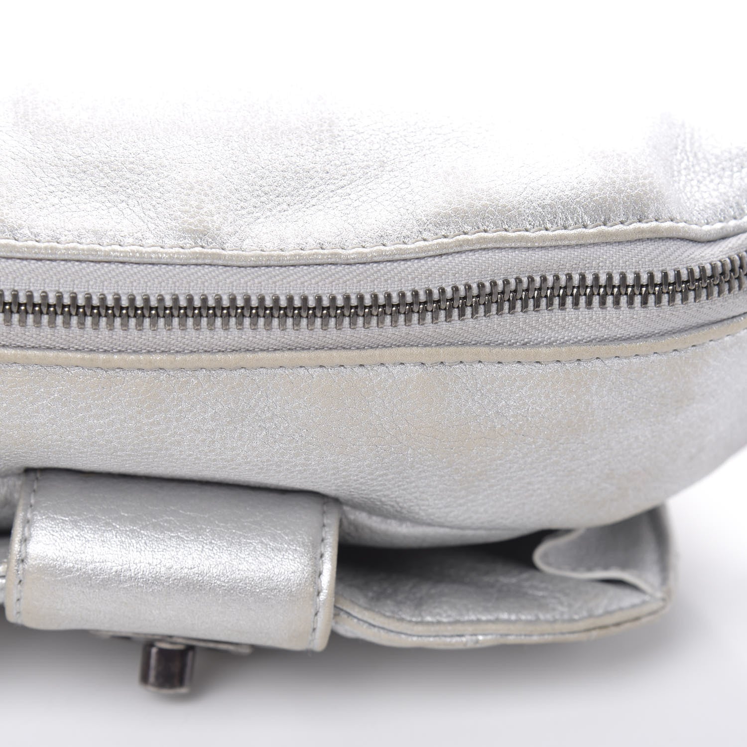 Chanel Metallic Grained Calfskin Quilted Casual Rock Waist Bag Fanny Pack Silver 16 of 18