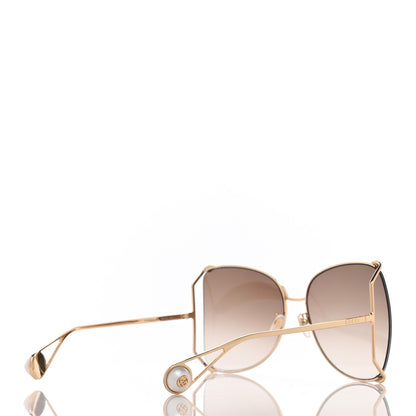 Gucci Oversized Round Sunglasses GG0252S Gold Brown 4 of 10