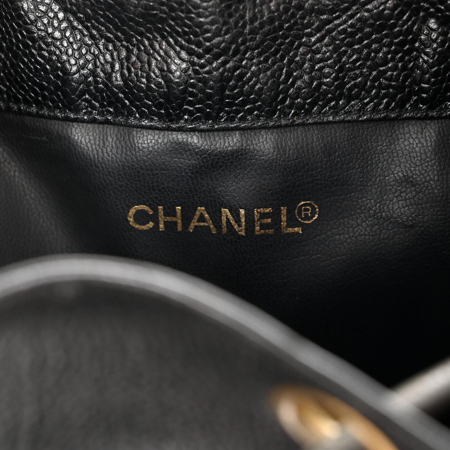 Caviar CC Drawstring Shoulder Bag Black