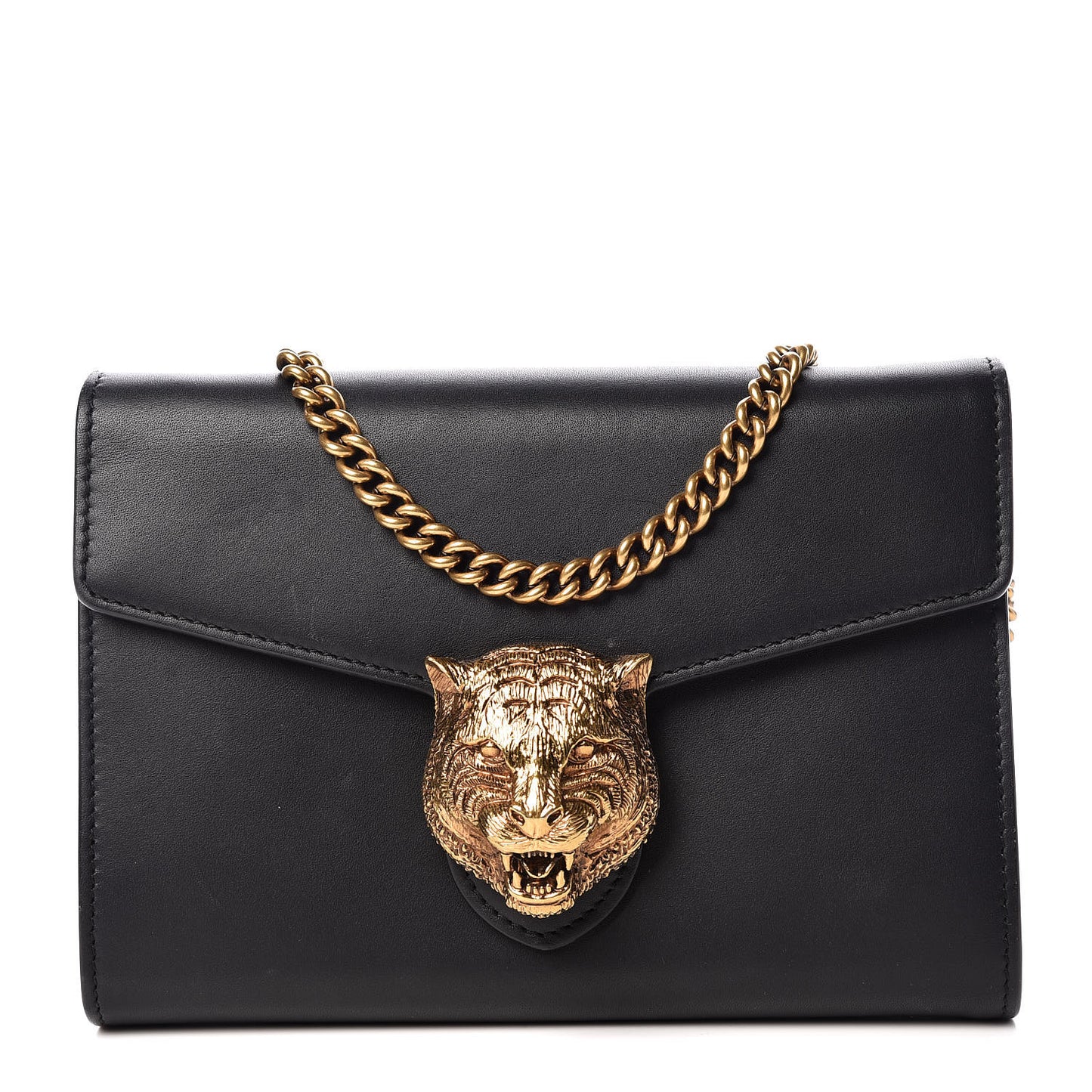 Calfskin Animalier Chain Wallet Black