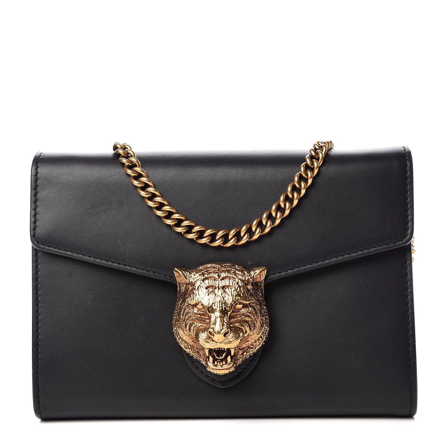 Gucci Calfskin Animalier Chain Wallet Black 1 of 14