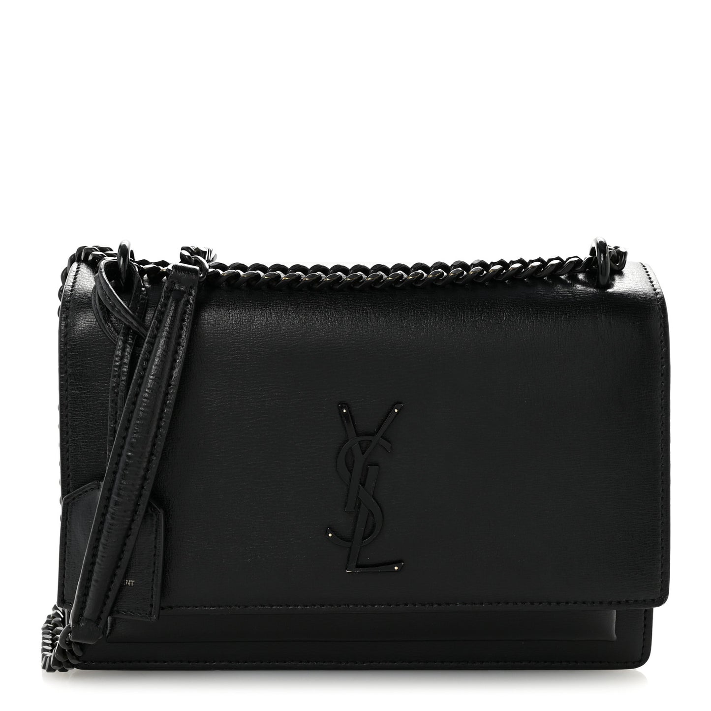 Calfskin Medium Monogram Sunset Satchel Black