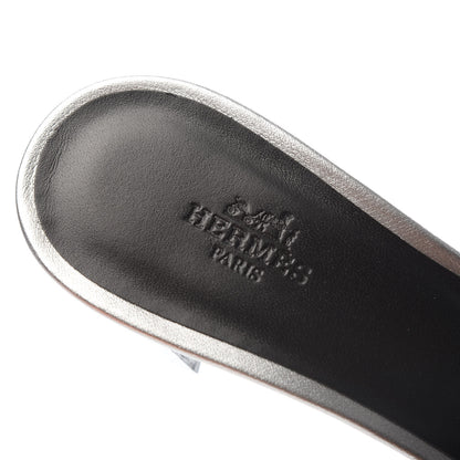 Hermes Metallic Epsom Oasis Sandals 38 Argent 6 of 8