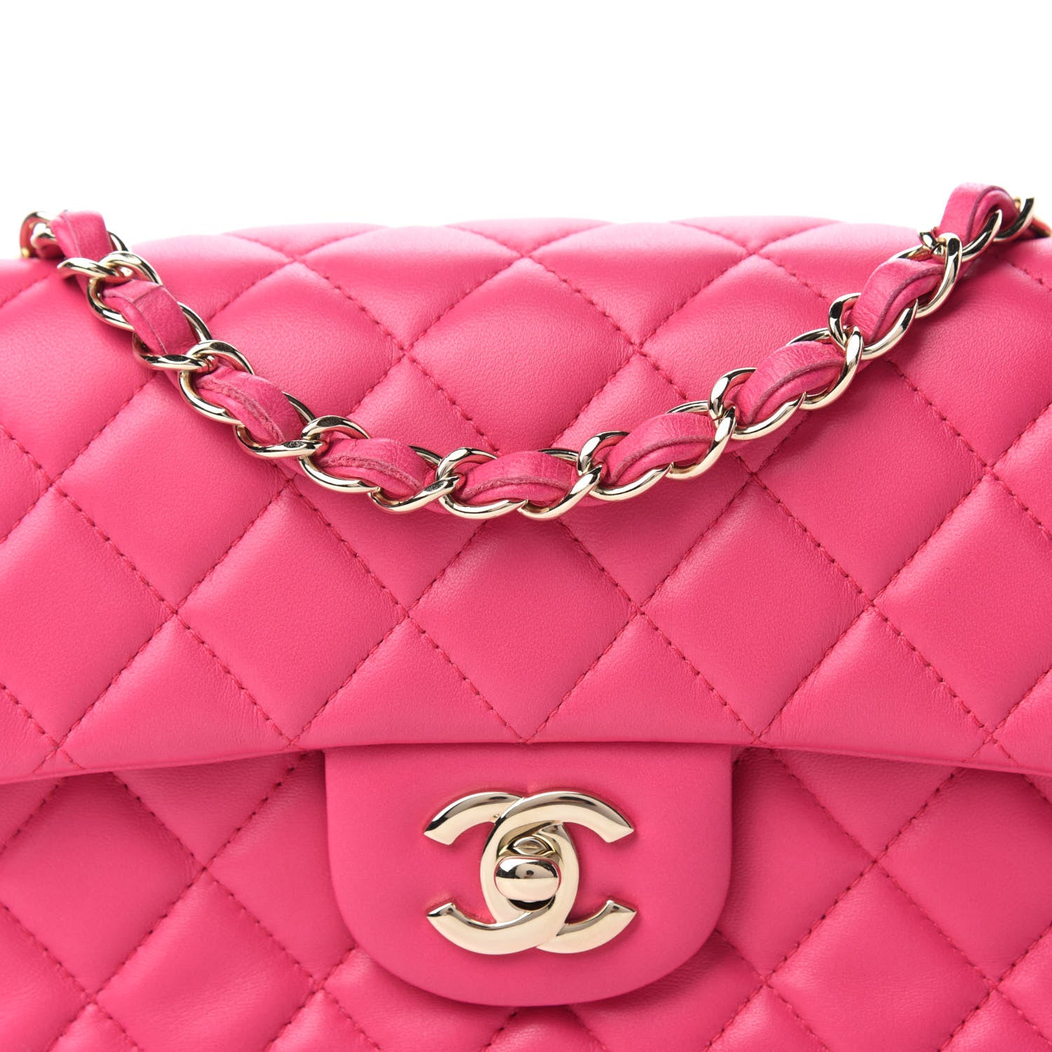 Chanel Lambskin Quilted Mini Rectangular Flap Dark Pink 10 of 11