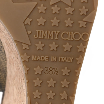 Jimmy Choo Metallic Crushed Patent Cork Prova Wedge Sandals 38.5 Navy 6 of 7