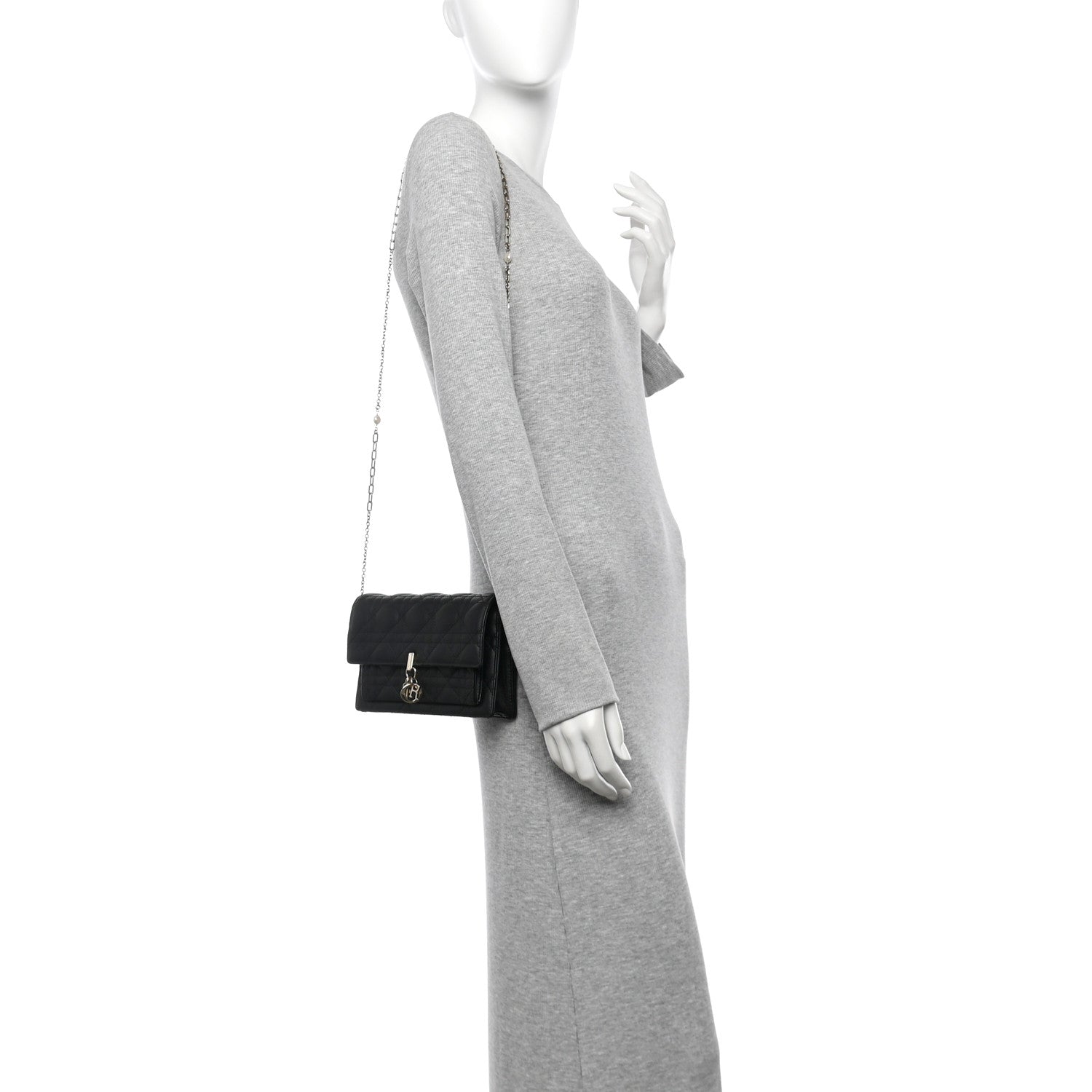 Christian Dior Lambskin Cannage Chain My Dior Daily Chain Pouch Black 2 of 10