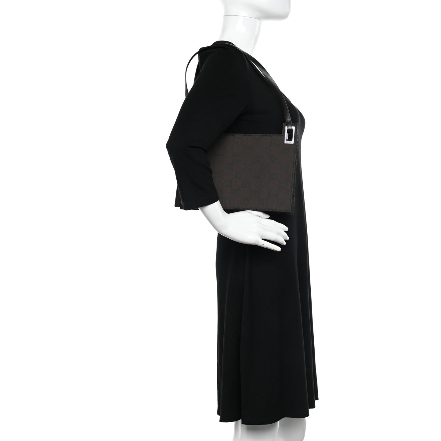 Nylon Monogram Flat Shoulder Bag Brown