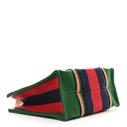 Gucci Canvas Calfskin Web Interlocking G Tote Bag Green 4 of 11