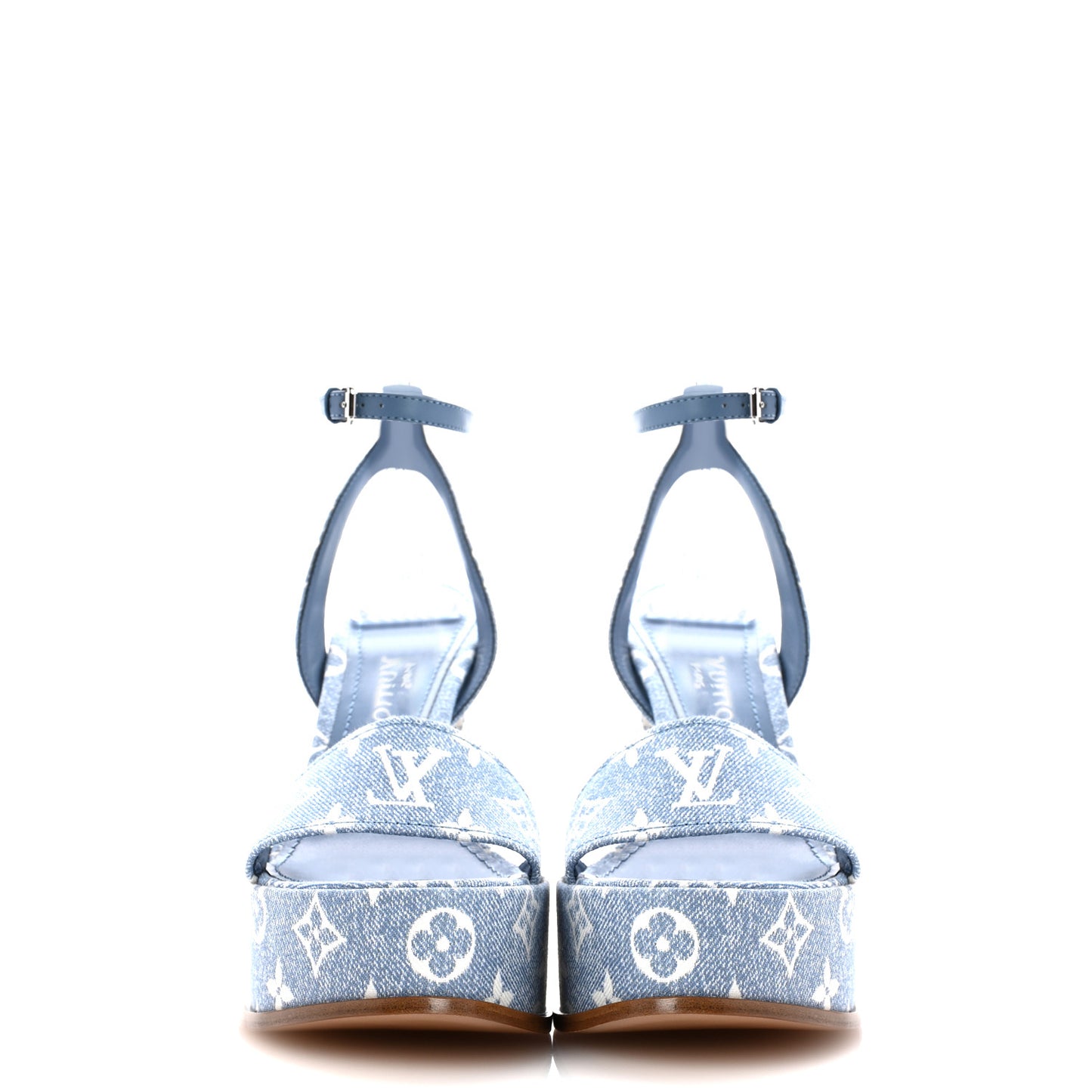 Monogram Jacquard Denim Platform Sandals 38.5 Blue
