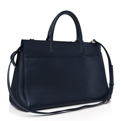 Saint Laurent Calfskin Medium Rive Gauche Cabas Navy Blue 3 of 9