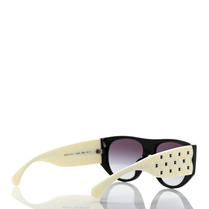 Chanel Acetate Quilted CC Pilot Sunglasses 71465 White Black 4 of 8