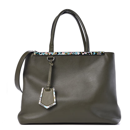 Fendi Vitello Dolce Shiny Nappa Plexiglass Granite Regular 2Jours Tote Equatore 1 of 10