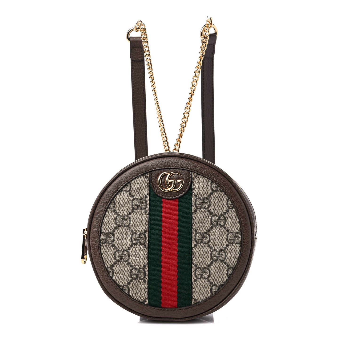 GG Supreme Monogram Web Mini Ophidia Round Backpack Brown