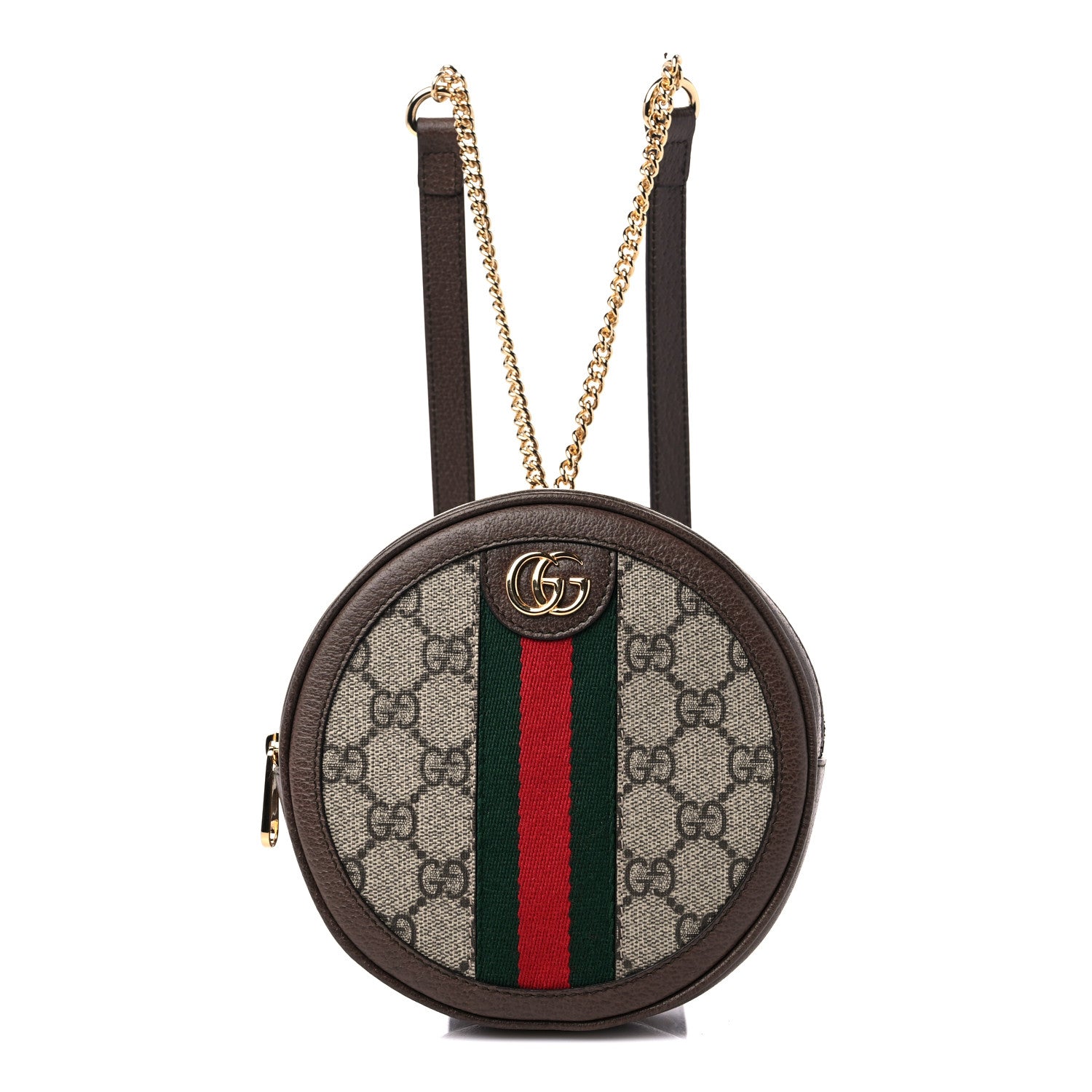 Gucci GG Supreme Monogram Web Mini Ophidia Round Backpack Brown 1 of 9