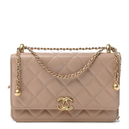 Chanel Calfskin Quilted Perfect Fit Wallet On Chain WOC Beige 1 of 8