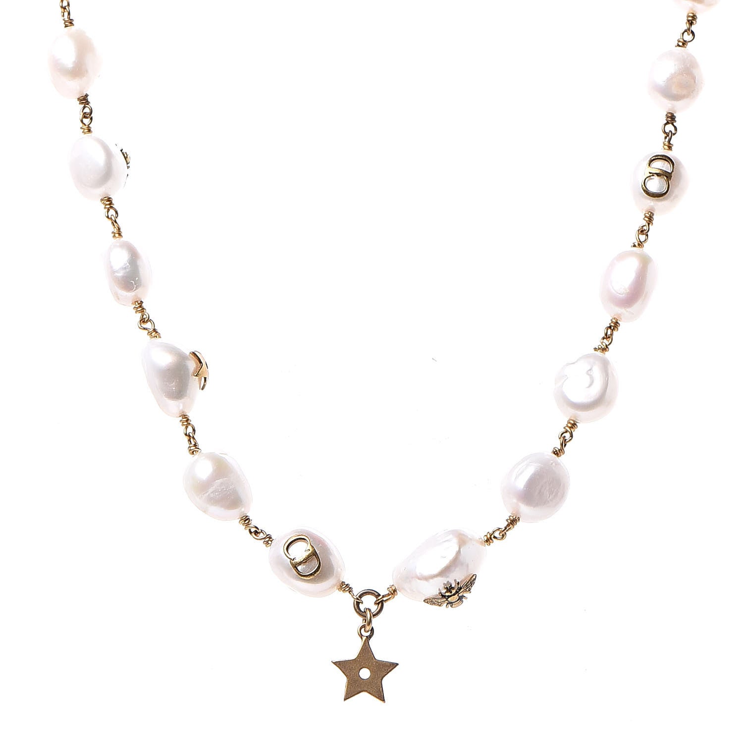 Christian Dior Pearl Tribal Choker Necklace Gold 1 of 5