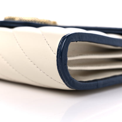 Gucci Vintage Effect Calfskin Matelasse Diagonal Torchon GG Marmont Chain Wallet Mystic White Blue Agata 9 of 10