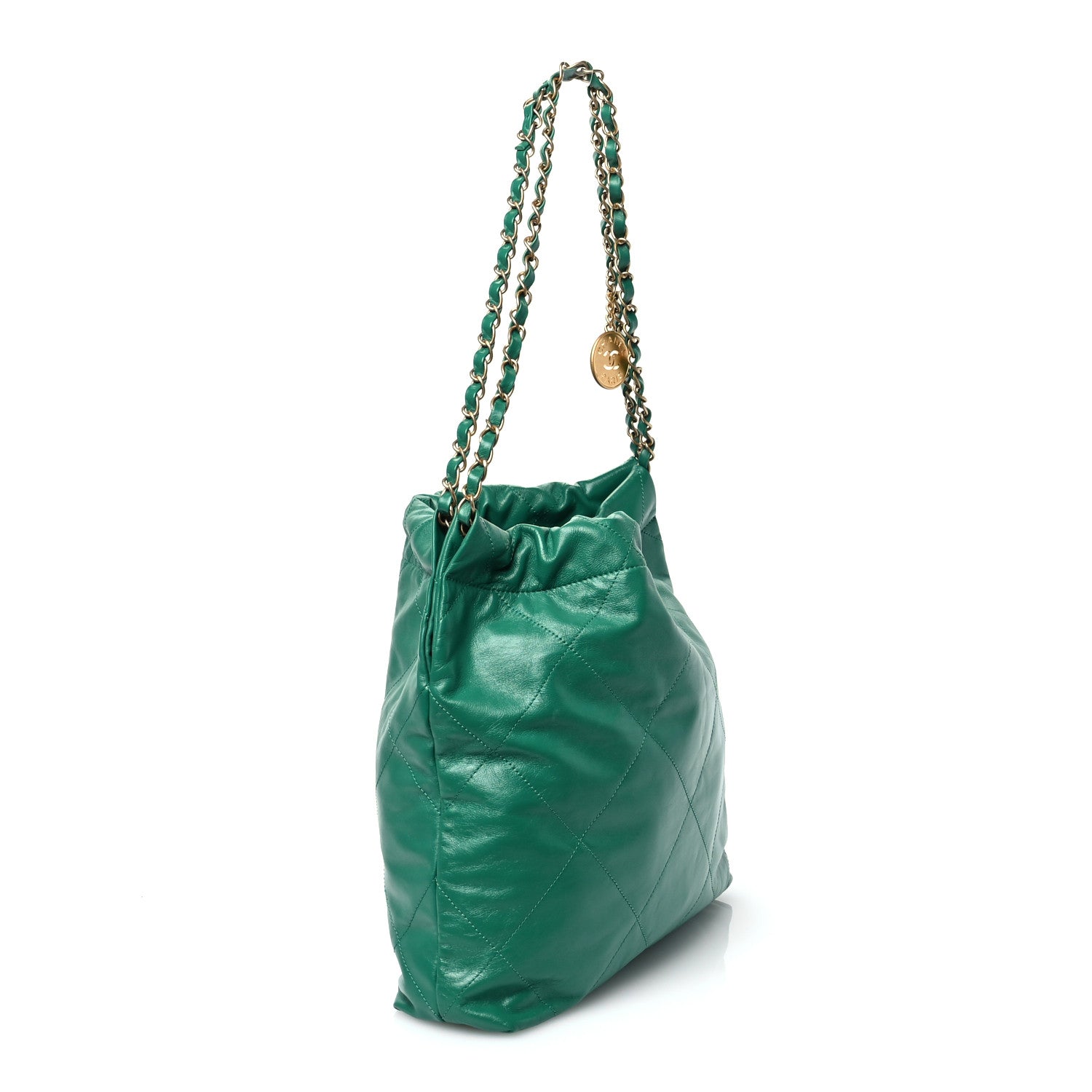 Chanel Shiny Calfskin Quilted Small Chanel 22 Green 4 of 13