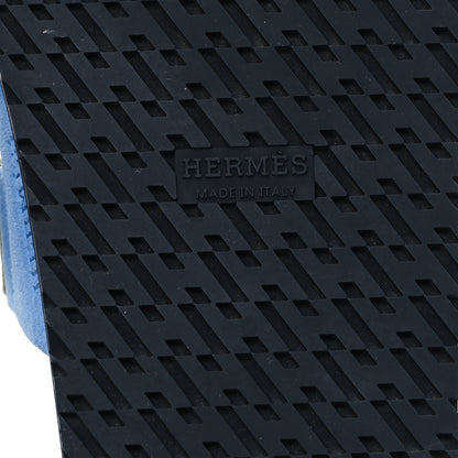 Hermes Suede Goatskin Womens Chypre Sandals 35.5 Bleu Cameo Vert Celadon 7 of 10